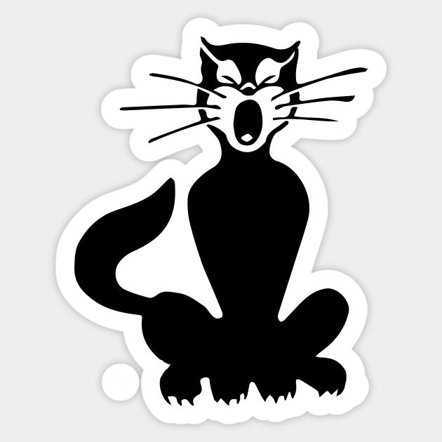 Screaming Black Cat Sticker by KitschPieDesigns